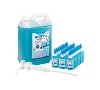 Classpack colle bleue giotto sans solvant lavable usage papier et carton 24 flacons 37ml 1 bidon 5kg et 1 pompe