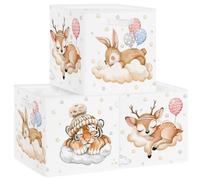 Clastyle Lot de 3 Boite Rangement Tissu Animal de Rêve Cube de Rangement Pliable Panier Kallax pour Salle de Bain, Tigre, 30x30x30 cm