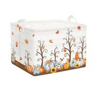 Clastyle Panier Rangement Automne pour Thanksgiving Corbeille Linge Potiron | Boite Rangement Jouets, Panier a Linge Pliable, Cube de Rangement Tissu, Panier Jouet Enfant, Bac a Linge Sale, Impermeable
