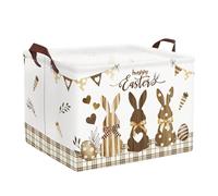 Clastyle Panier Rangement Bébé Lapin Pâques Corbeille à Linge Sale Garçon Fille pour Vêtement Boite de Rangement Jouet pour Salle de Bain Chambre à Coucher, Marron, 40x30x30 cm