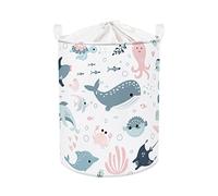Clastyle Panier Rangement Bébé pour Jouets Corbeille a Linge Animaux Marins | Boite Rangement Couvert, Panier a Linge Pliable, Cube de Rangement Tissu, Panier Jouet Enfant, Bac a Linge Sale, Impermeable