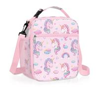 Clastyle Sac Isotherme Repas Enfant Licorne Lunch Bag Isotherme Filles Petit Sac Lunch Box pour L'école Étudiant Pique-nique, Arc-en-ciel Rose