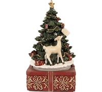 Clayre & Eef Boîte à musique Arbre de Noël Ø 11x19 cm Vert Plastique