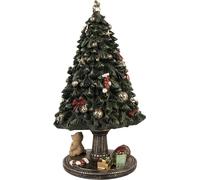 Clayre & Eef Boîte à musique Arbre de Noël Ø 13x23 cm Vert Plastique