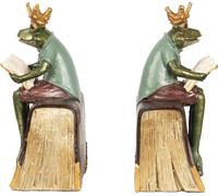 Clayre & Eef Lot de 2 serre-livres 14x10x23 cm Vert Marron Polyrésine Grenouille
