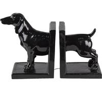 Clayre & Eef Lot de 2 serre-livres Chien 25x9x15 cm Noir Polyrésine