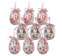 Clayre & Eef Pendentifs de Pâques Ensemble de 9 Ø 5x8 cm Blanc Plastique