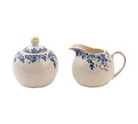 Clayre & Eef Pot à lait et sucre avec couvercle en porcelaine bleue