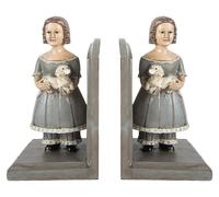 Clayre & Eef Serre-livres, lot de 2 23x11x22 cm Gris Plastique