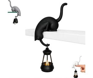 CLBDRESS Lampe Chat Pour Bibliothèque, Petite Veilleuse Pour Coin Lecture | Design Lanterne Sans Perçage Pour Étagère, Coin Lecture, Bureau, Amateurs De Livres Et Déco Gothique Automnale