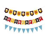 CLDURHGE Guirlande fanion Oktoberfest 10 mètres, Set de 3 pièces, Décoration bavaroise pour fête