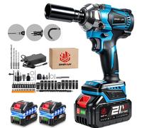 hoc sans fil, 950Nm hoc 1/2" sans balai avec 2 batteries, chargeur rapide, 6 douilles hoc rotative pour la maison et la voiture
