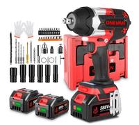 hocs sans fil 1800 Nm hocs rotative 1/2 pouce, perceuse-visseuse sans fil sans balais avec 2 batteries et 44 accessoires, ainsi qu'une boîte en plastique