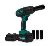 VONROC hocs Sans Fil 20V - 400 Nm - Batterie 4.0 Ah & Chargeur Inclus - 4 Douilles (17/19/21/23 mm) - Variateur de Vitesse - LED - Boîtier Alu Durable