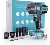 hocs sans fil 21V 1/2" sans balais, 6 positions de couple, lumière LED, 7 douilles incluses (17-34 mm), kit d'accessoires, sans batterie ni chargeur