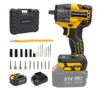 hocs sans fil - 21V, moteur sans balais / tournevis - Couple de 480 Nm - 0 à 3200 coups par minute - 26 pièces d'accessoires - 1 batterie, éclairage LED - Jaune