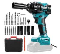 hocs sans fil 330 Nm pour Makita 18V (sans batterie) | 1/2", clé électrique, sans balais, 3 vitesses, 5 douilles, 8 forets, 6 embouts, LED, coffret