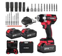 hocs sans fil 550Nm 1/2 pouce, moteur sans balais, 2 batteries 4.0Ah | Moteur sans balais, 4 modes réglables, 3300 tr/min, éclairage LED, kit d'accessoires, réparation auto & bricolage