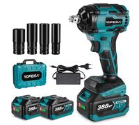 hocs sans fil 650Nm Couple réglable 1/2 pouce Moteur sans balais hocs avec 2 batteries, 4 douilles