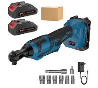hocs sans fil au lithium-ion, 21 V, 9,5 mm, 250 Nm, tête angulaire à 90°, moteur sans balais, 2 batteries
