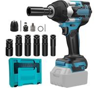 hocs Sans Fil Brushless 1000N.m compatible avec Makita 18 V batterie, Boulonneuse Electrique avec 6 Douilles à Chocs, 1/2" Boulonneuse a Choc Electrique pour la Voiture et la Maison