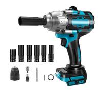 hocs Sans Fil Brushless Compatible avec Makita 18 V (sans batterie) | 1/2" 1000Nm Boulonneuse à Choc Electrique Visseuse à chocs avec 6 Douilles à Chocs pour la Voiture et la Maison