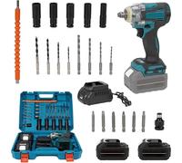 hocs sans fil hocs sans fil avec douille de 1,27 cm (1/2") - Couple élevé de 1200 Nm - Batterie 18V - Coffret comprenant 2 batteries - Pour réparation automobile