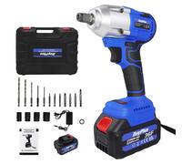 hocs sans fil rous sans fil - Entraînement carré de 1,27 cm - 21 V - Batterie lithium-ion de 6,0 Ah - Embouts de 14/17/19/22 mm - Batterie incluse - Couleur : bleu