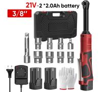 hocs sans fil - Entraînement carré de 0,95 cm - Version angulaire rallongée de 15,2 cm - 450 tr/min - Éclairage LED - Batterie 16,8 V - Coffret standard