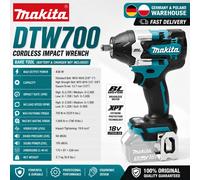 hocs sans fil Makita DTW700 d'origine, moteur sans balais 18V, couple élevé 700 Nm, pistolet à chocs électrique à vitesse variable, arrêt automatique, embout de 1/2 pouce, compatible avec les B