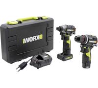 Clé à chocs sans fil, Perceuse-visseuse sans fil Worx WU927 12 V 2 Ah, 4 Ah Li-Ion + 2 batteries, + chargeur, + boite de rangement