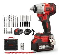 hocs sans fil TEENO - Rouge - 320Nm - 2*3.0Ah Batterie - Boîte avec 25pcs Accessoires