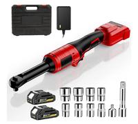 hocs sans fil - Visseuse d'angle - 18 V - 100 Nm - Moteur sans balais - 9,5 mm (3/8 pouces) - 0–350 tr/min - 2 batteries