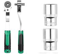 liquet à double tête de qualité industrielle avec bouton de libération rapide pour douilles de 1/2" et 3/8" en acier au chrome vanadium vert (B)