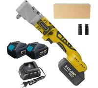 liquet angulaire sans fil - Visseuse à chocs 90° - 300 Nm - Sans balais 21 V - Batterie 2×1500 mAh - Tête fine 3 cm - Douilles 17/22 - Jaune
