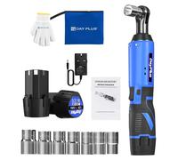 liquet d'angle sans fil liquet 10 mm - 12 V - 1500 mAh - 2300 tr/min - Lampe de travail à LED - Jeu de douilles 7 pièces 10–17 mm