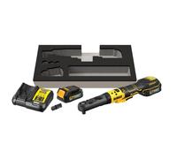 liquet DEWALT XR 18V Brushless - Batteries 2 x 1.7 Ah - Têtes interchangeables 1/4', 3/8' et porte-embout hexagonal 1/4' - D
