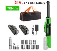 liquet électrique - 70 Nm, version allongée de 15,2 cm - Entraînement carré de 9,5 mm - Moteur sans balais - Batterie - 2 batteries de 2 000 mAh - Prise européenne