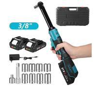 Cle A Cliquet Electrique Sans Fil 3/8 Pouces - Ratchet Brushless 21V 80Nm - Col Allonge 16cm - 2 Batteries - Compatible Makita