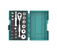 Clé à cliquet en coffret MAKITA - 21 pièces - 12 embouts + 6 douilles + 1 adaptateur 1/4 + porte-embout magnétique - B-54081"