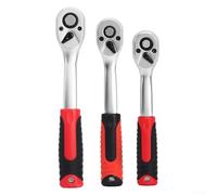 liquet en métal rouge avec mécanisme à 72 dents pour une rotation rapide de 5 degrés dans les espaces restreints, outil à douille réversible avec bouton de libération rapide et trou de