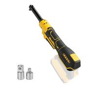 liquet sans fil 3/8" compatible avec batterie Dewalt 20V avec adaptateur 1/2" et 1/4", tête allongée de 15 cm, vis à cliquet électrique, 80 Nm, 320 tr/min (jaune)