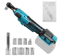 liquet sans fil 3/8" pour Makita 18V (sans batterie) | 80 Nm, cliquet électrique, sans balais, adaptateur 1/4", tige d'extension, 7 douilles