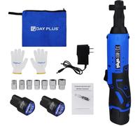 liquet Sans fil Electrique DayPlus Angle 90 12V 3-8 INCH 40 N.m + 2x 1500mAh Batteries 7 Douille