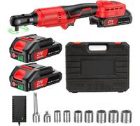 liquet sans fil - Visseuse à chocs 0,95 cm - 80 Nm, 21 V, 2 batteries - Moteur sans balais - Éclairage LED, 7 douilles et mallette - Prise UE