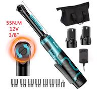liquet Seesii 12V 6 pouces, clé électrique sans fil 3/8'' 55 Nm angle rechargeable, outil de démontage manuel pour voiture with 2X2.0Ah battery