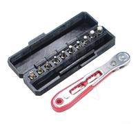 liquet ultra fine de 9 mm avec mécanisme à 36 dents et porte-embout magnétique de 6,35 mm pour espaces restreints, outil à main en acier au carbone rouge, 11 cm (D)