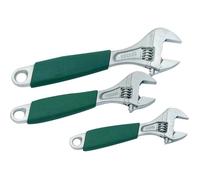 Clé à molette - BRÜDER MANNESMANN - Jeu de 3 clés - 6, 8, 10 pouces - Résistantes - Chromé et vert