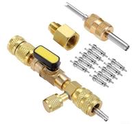 e démontage de noyau de valve pour HVAC R22 R410A R32 R134a - Outil de réparation double taille 6,35 mm et 5/16 pouces - Insert en cuivre pur avec bouton antidérapant - Corps en acier au carbone