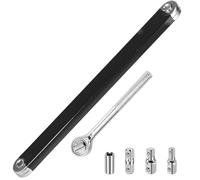 extension coudée avec adaptateurs d'entraînement 1/2", 1/4", 3/8 extension coudée avec rallonge à cliquet Extension de clé 39cm pour réparation automobile Mécanique (Noir)